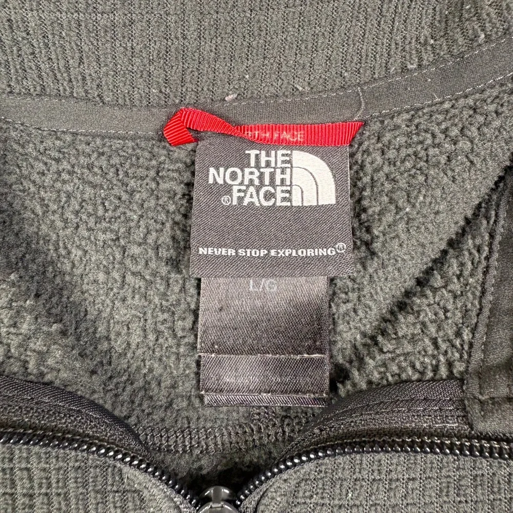 The North Face Quarter Zip Fleece Pullover Waffle Grid Charcoal Gray Mens L